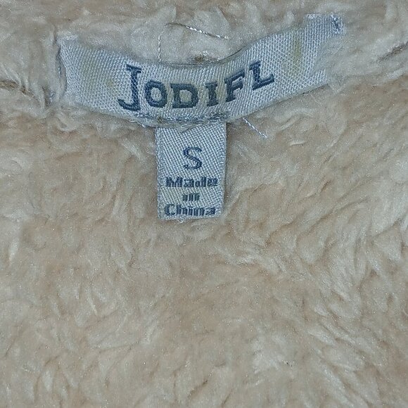 WOMENS JODIFL FAUX SUEDE SHERPA LINED VEST WATERFALL COLLAR, SIZE SMALL, Y2K - Picture 7 of 7